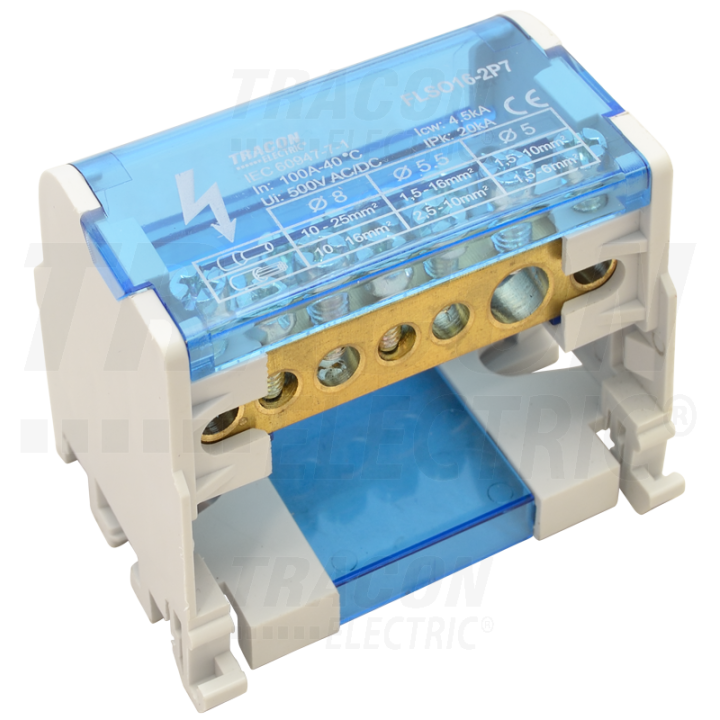MORSETTIERA DIN 2P 80A 7 FORI  tracon flso25-2p7