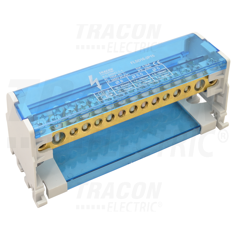 MORSETTIERA DIN 2P 100A 15 FORI  tracon flso25-2p15