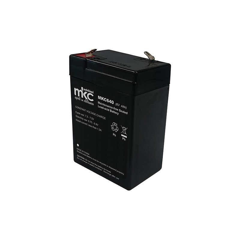 Batteria al piombo ricaricabile 6V 4Ah terminale faston 4.8mm