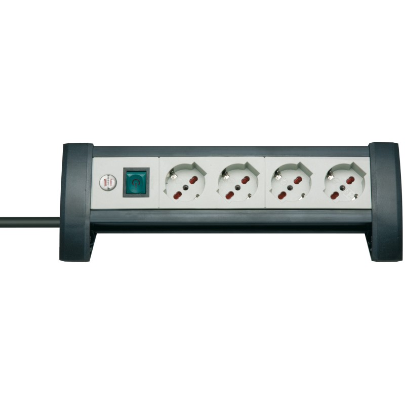 CIABATTA  CON INTERRUTTORE  4 SCHUKO BIVALENTE NERO   da  SCRIVANIA  BRENNENSTUHL 1156255414