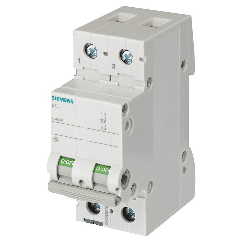 Interruttore sezionatore OFF Siemens 40A 2 poli 2 moduli 5TL12400