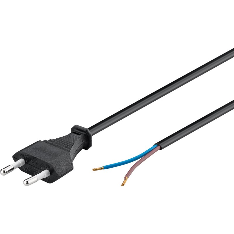 CAVO  2X0,75mm  NERO  H05RN-F   +  SPINA 10A     5mt