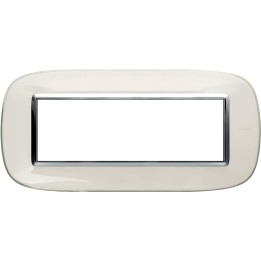 HB4806DB  Placca 6 moduli Bianco Liquido ellittica Axolute