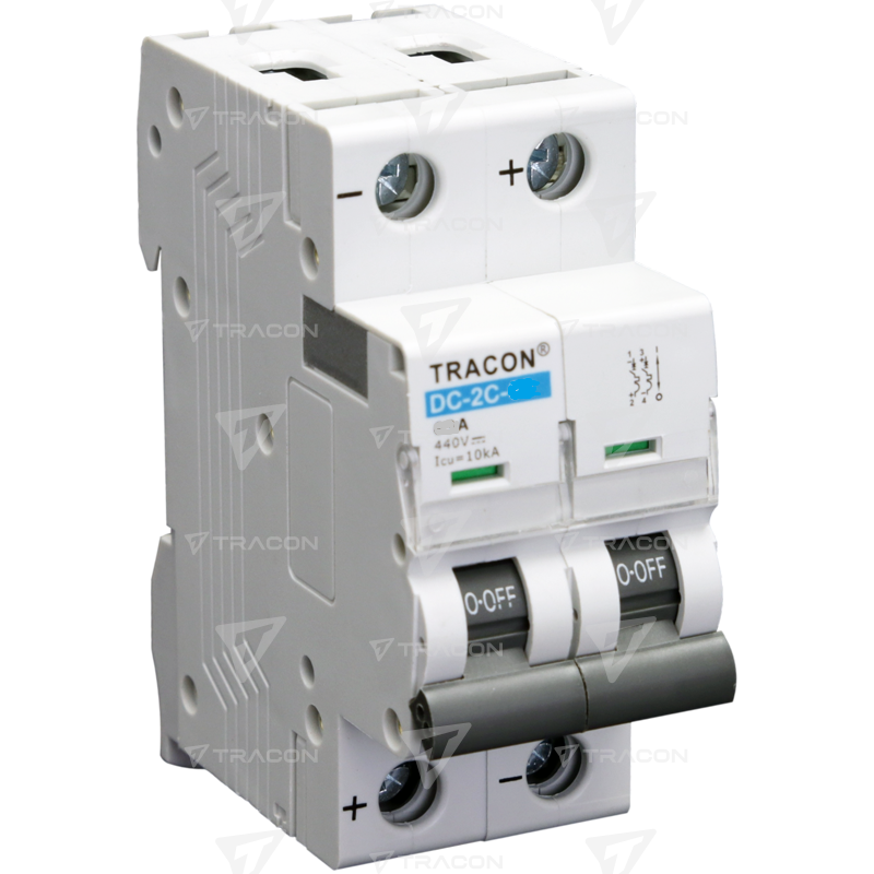 Interruttore bipolare 16amp  440V-DC per sistemi PV, tipo C  TRACON DC-2C-16