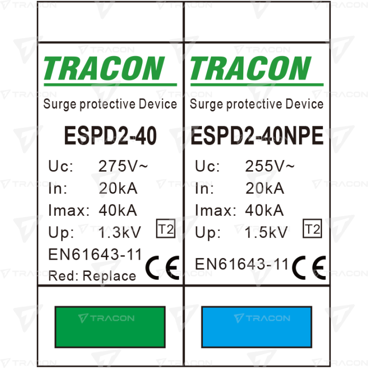 Scaricatore sovratensione T2 AC  TT inserto cambiabile ESPD2-40-1-1P Tracon