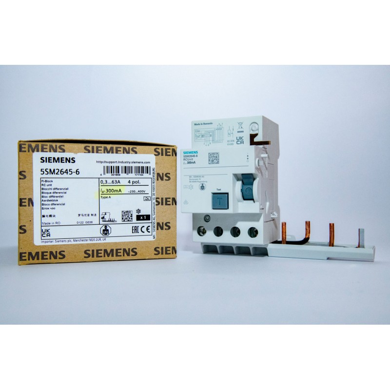 ( Stock )5SM2645-6 Blocco Differenziale 4 Poli 63A 300ma Tipo "A"  per Serie SY Siemens