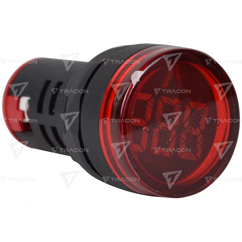 Misuratore Multi-tensione luce LED rosso range 24/500Vac  foro D.22 tracon nyg3vr