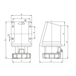 Presa industriale parete cee 2P+T 16A  230V  IP67  TICS-1132 TRACON
