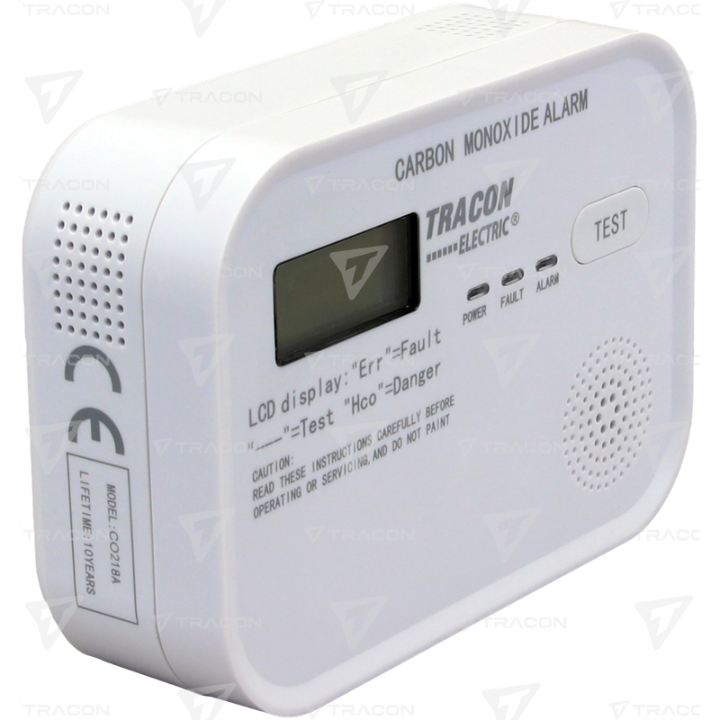 Rilevatore di monossido di carbonio (CO) certificato  EN 50291-  1:2018 - KM722364 Tracon CO218A