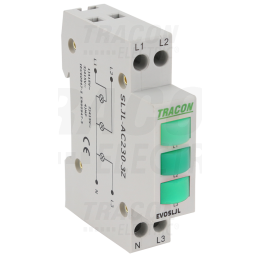 LAMPADA SPIA 3 LUCI VERDE 1mod DIN 230V SLJL-AC230-3Z TRACON