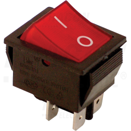 Interruttore ON-OFF con 2 poli, con luce, scritta 0-1,rosso TES-42 16(6)A, 250V AC