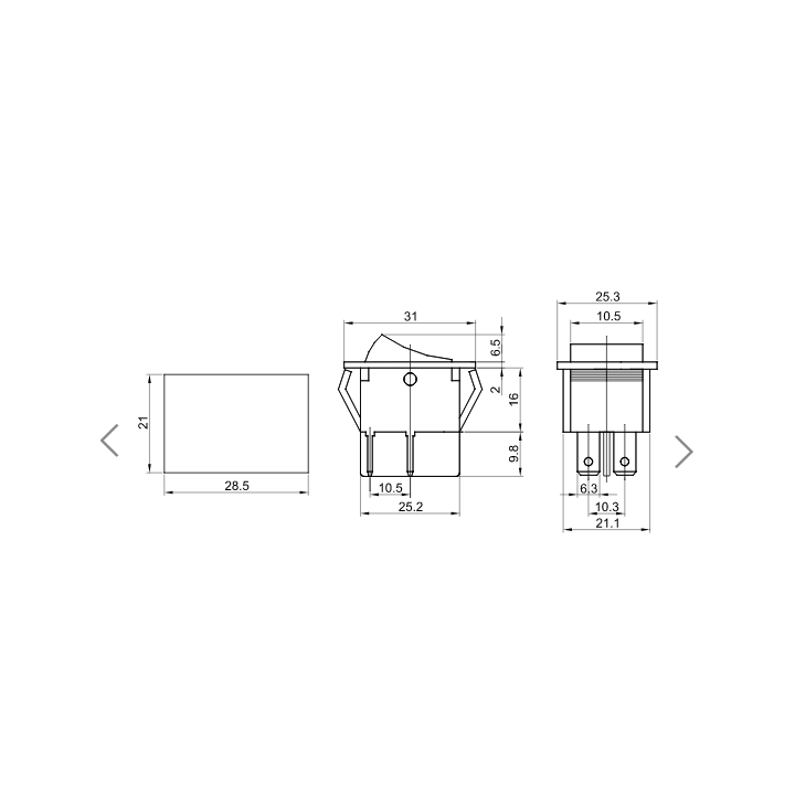 Interruttore ON-OFF con 2 poli, con luce, scritta 0-1,rosso TES-42 16(6)A, 250V AC