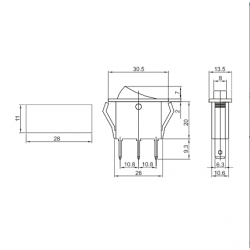 Interruttore per dispositivo, ON-OFF, con lamp., rosso 16(6)A, 250V AC TES21