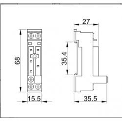 ZOCCOLO 1 mod x MINIRELE x CIRCUITO 1nc+1no RSPSF-08AE