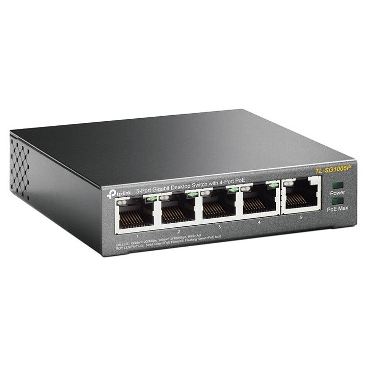 PoE switch 5 porte Gbit 4 PoE max 56W TP-Link TL-SG1005P