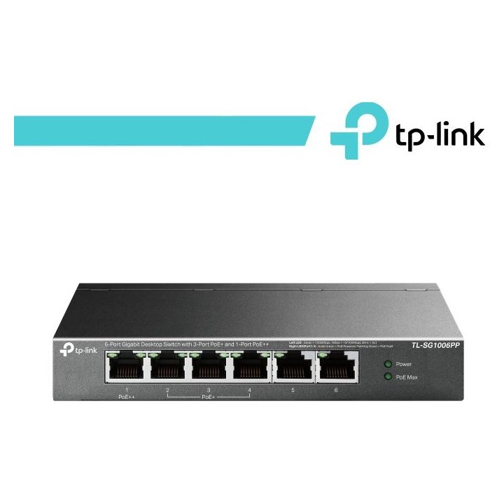 Switch Desktop 6 Porte Gigabit di cui 3 PoE+ e 1 PoE++