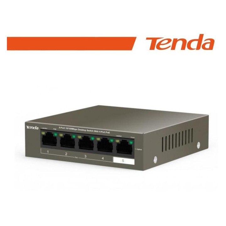 Tenda Switch Desktop 5 Porte 10/100 con 4 PoE 35W - TEF1105P-4-38W