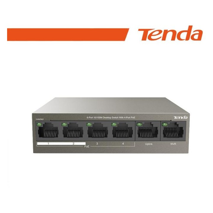 Tenda Switch 6 porte 10/100M desktop 4 porte PoE Tenda - TEF1106P-4-63W