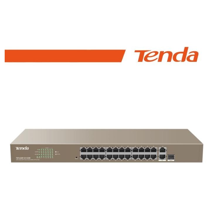 Tenda Switch PoE Web Smart 24 porte 10/100+2Gb+2SFP 440W - TEF1226P-24-410W