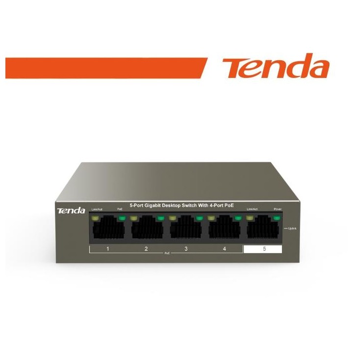 Tenda Switch Desktop 5 Porte 10/100/1000 con 4 Porte PoE - TEG1105P-4-63W