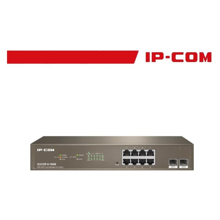 IP-COM Switch PoE Cloud Managed 8GE+2SFP 150W - G3310P-8-150W