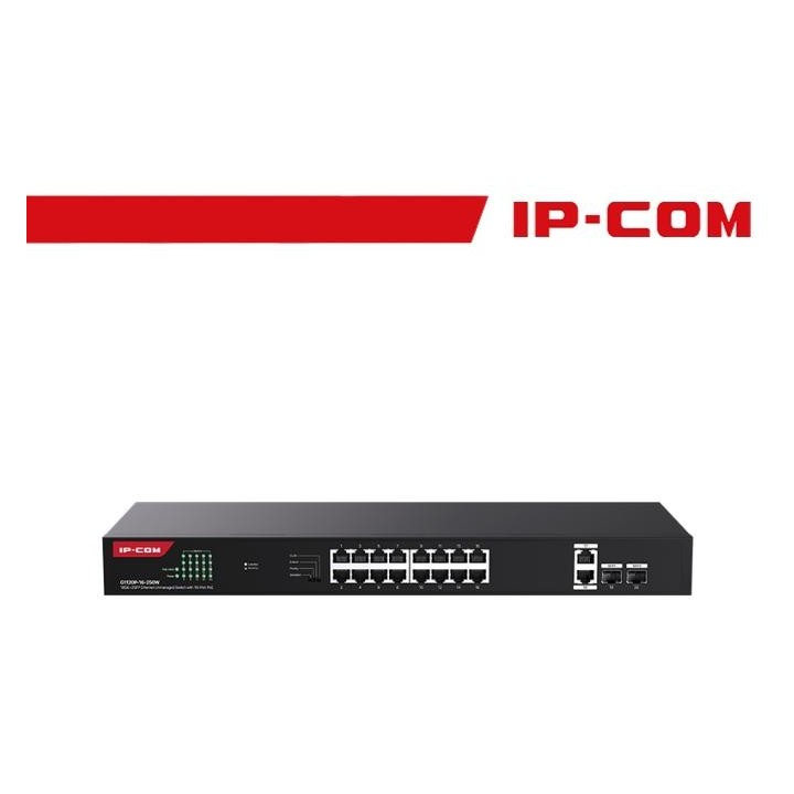 IP-COM 18GE+2SFP Ethernet Unmanaged Switch With 16-Port PoE - G1120P-16-250W
