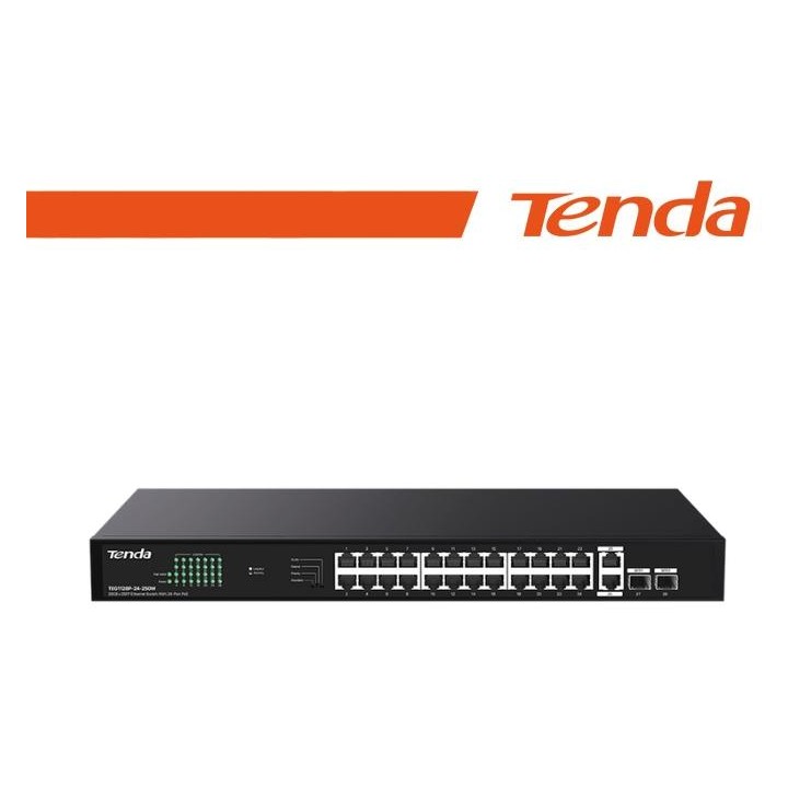 Tenda  26GE+2SFP Ethernet Switch With 24-Port PoE - TEG1128P-24-250W