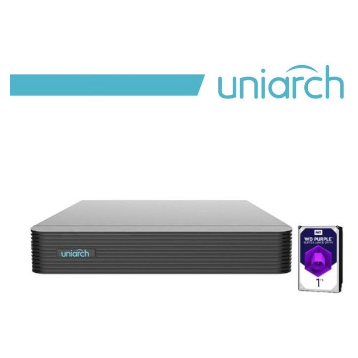 NVR Uniarch 10 Canali 8 Megapixel, senza PoE,1 HardDisk 1TB