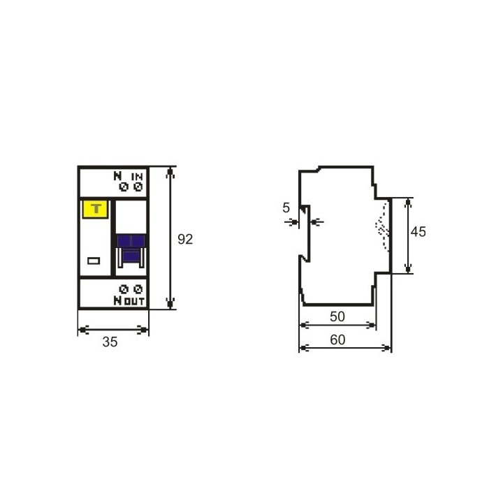 Magnetotermico Differenziale  4,5KA  1P+N  C   AC 30mA (0,03A)  COMTEC