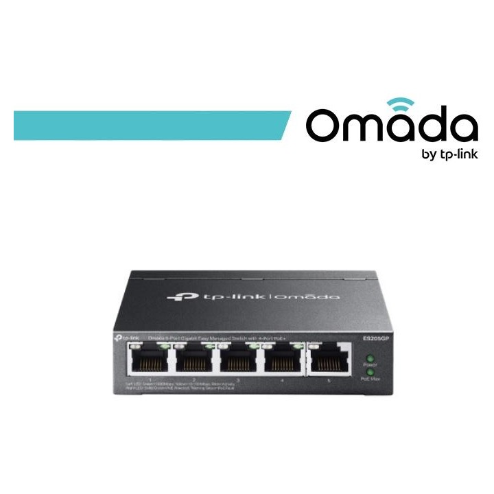 Omada Switch Easy Managed 5 porte Gigabit con 4 porte PoE+ - ES205GP