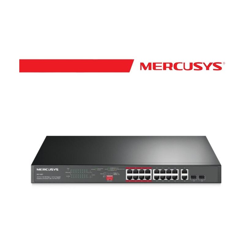 Mercusys 16-Port 10/100Mbps + 2-Port Gigabit Rackmount Switch - MS118CP