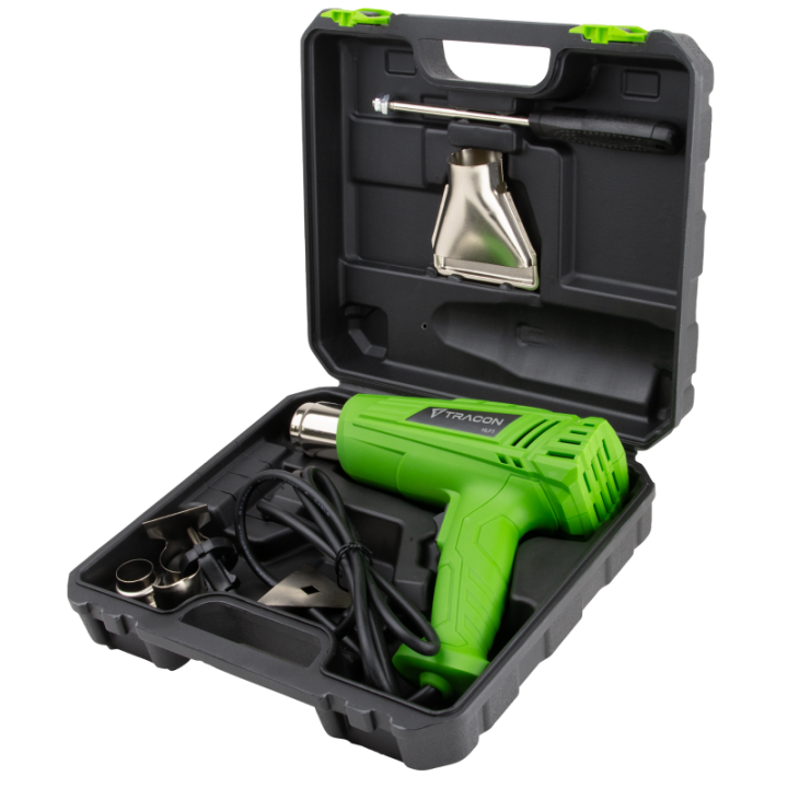 Pistola termica con custodia in plastica con 5 accessori  tracon  HLF-02    1000/2000W