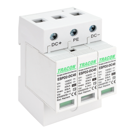 Scaricatore sovratensione T2 DC  Ucpv: 1000V   FOTOVOLTAICO    Imax:40kA  Tracon espd2-dc-40-1000
