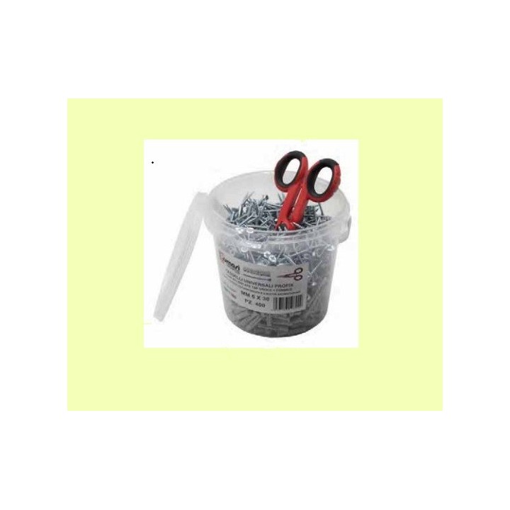 BARATTOLO TASSELLI DIAM.6 CON FORBICI OMAGGIO - 6x30mm - PZ.400