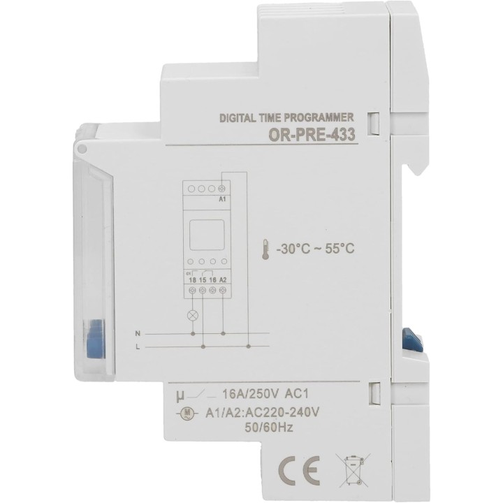 Timer Digitale "ORNO PRE-433" Per Guida Din 52 Programmi
