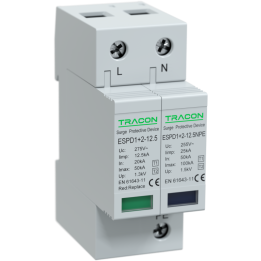SCARICATORE SOVRATENSIONE T1+T2  20KA  2P   2 moduli din ESPD1+2-12.5-1+1P  Imax 50KA TRACON