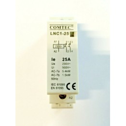 CONTATTORE 2 POLI NO 25A BOBINA 230V GUIDA DIN 1 MODULO COMTEC mf0003-00782