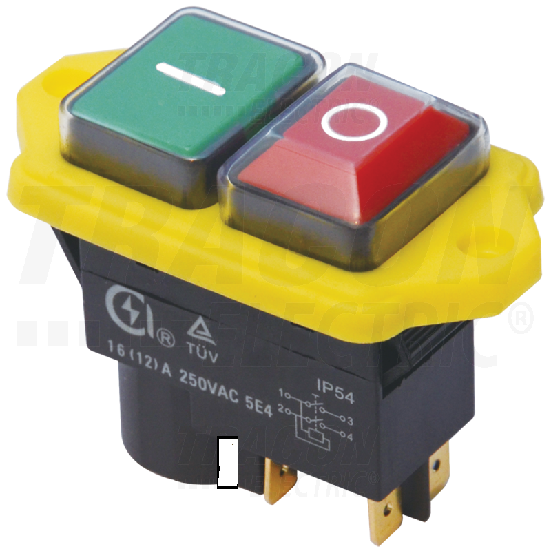Interruttore di sicurezza  0/1  automatico rosso / verde  12A 230v  incasso ip54 TRACON SSTM04