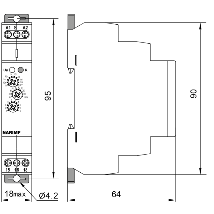 Temporizzatore Multifunzione (10 Funzioni) AC/DC 12-240V   NARIMF  TRACON