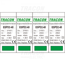 SCARICATORE SOVRATENSIONE T2 40KA 4P AC  tracon  ESPD2-40-4P