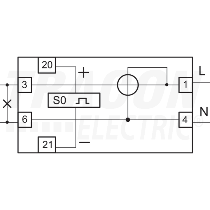 CONTATORE Misuratore di consumo, LCD, diretto, 1 fase, 2 modulo DIN TRACON TVOF12